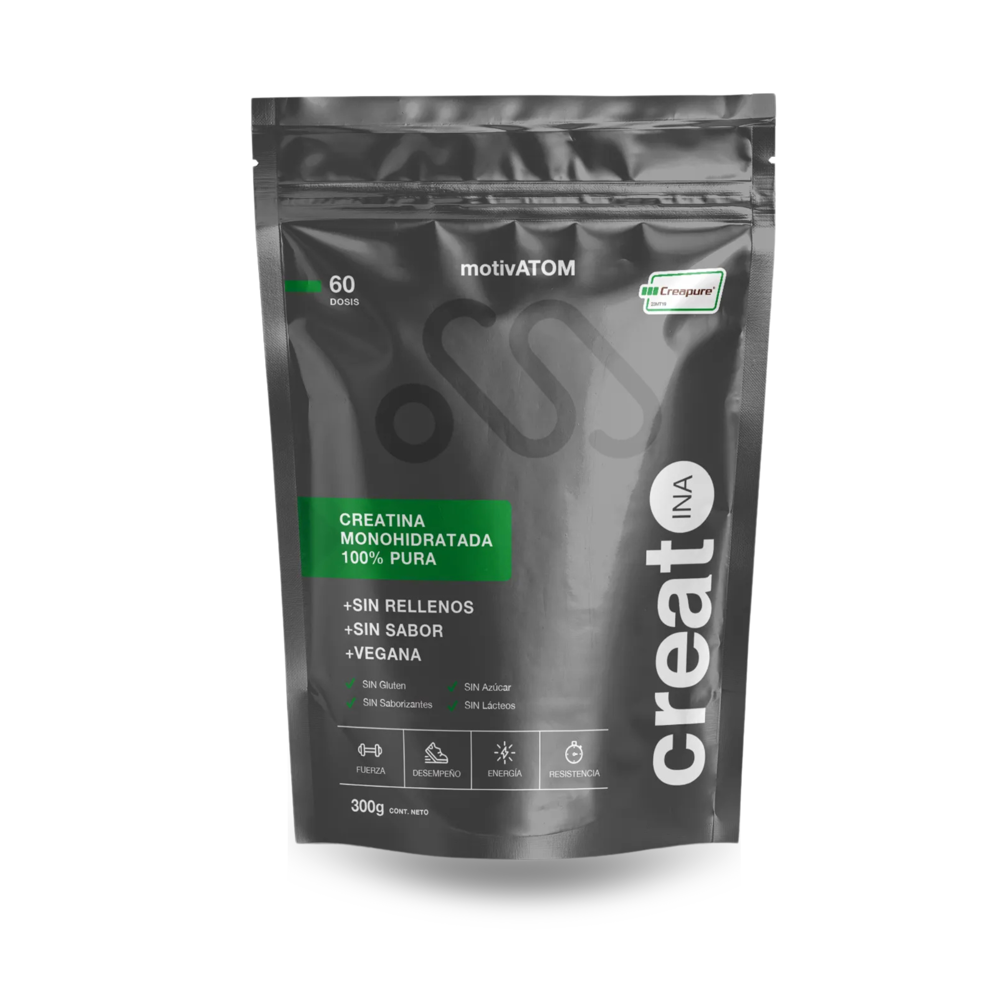 Creatina mayor fuerza y mejor recuperación, presentación de 300g, contiene creatina monohidratada 100%pura