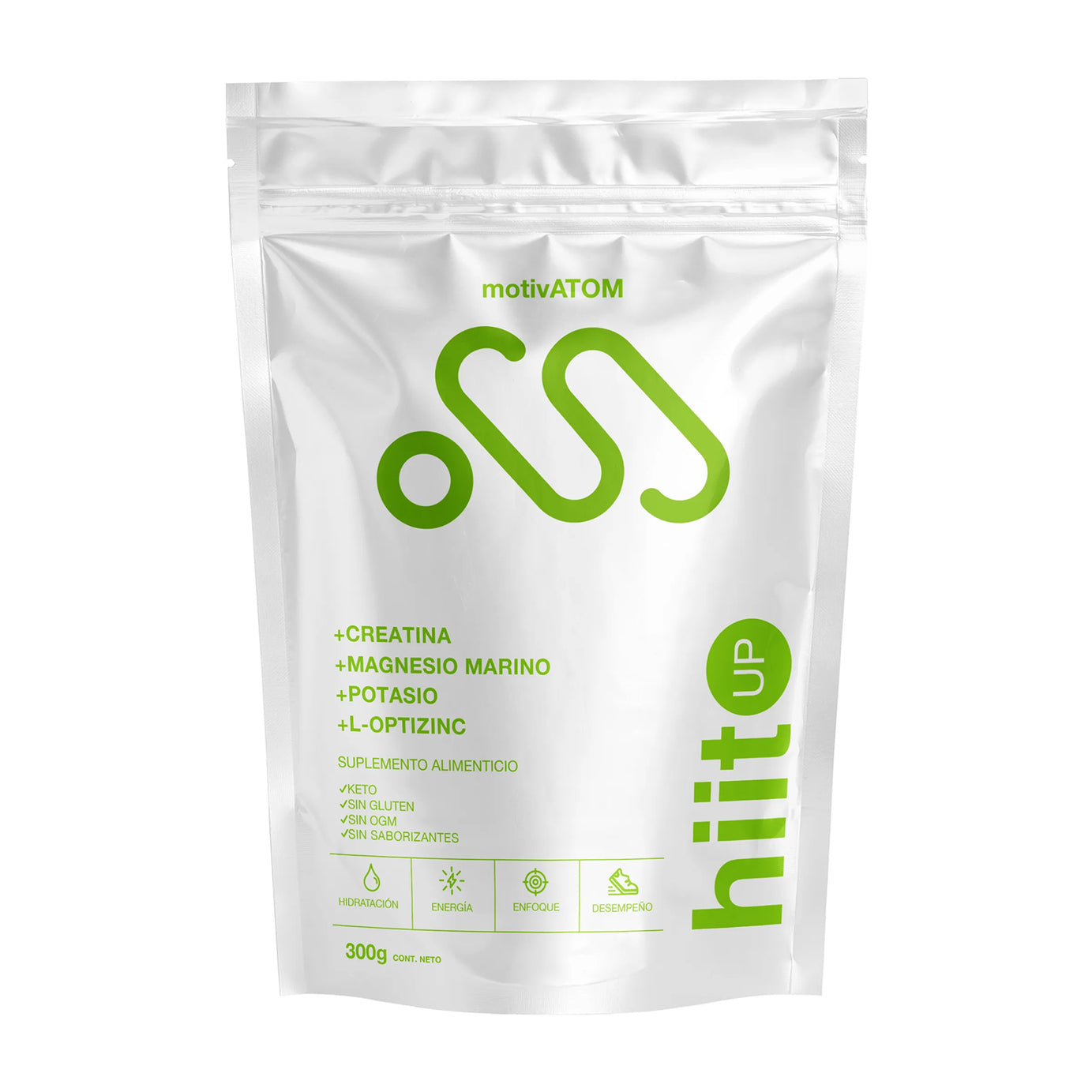 Electrolitos con creatina, magnesio marino, potasio, L-optizinc. Hidratación adecuada para obtener un mejor rendimiento, mayor energía y enfoque. 300g