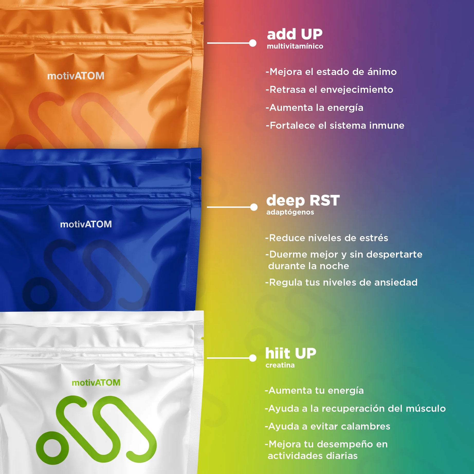 KIT Full Natural contiene:
1 hiit UP Natural 30 porciones
1 add UP 30 porciones
1 deep RST 30 porciones