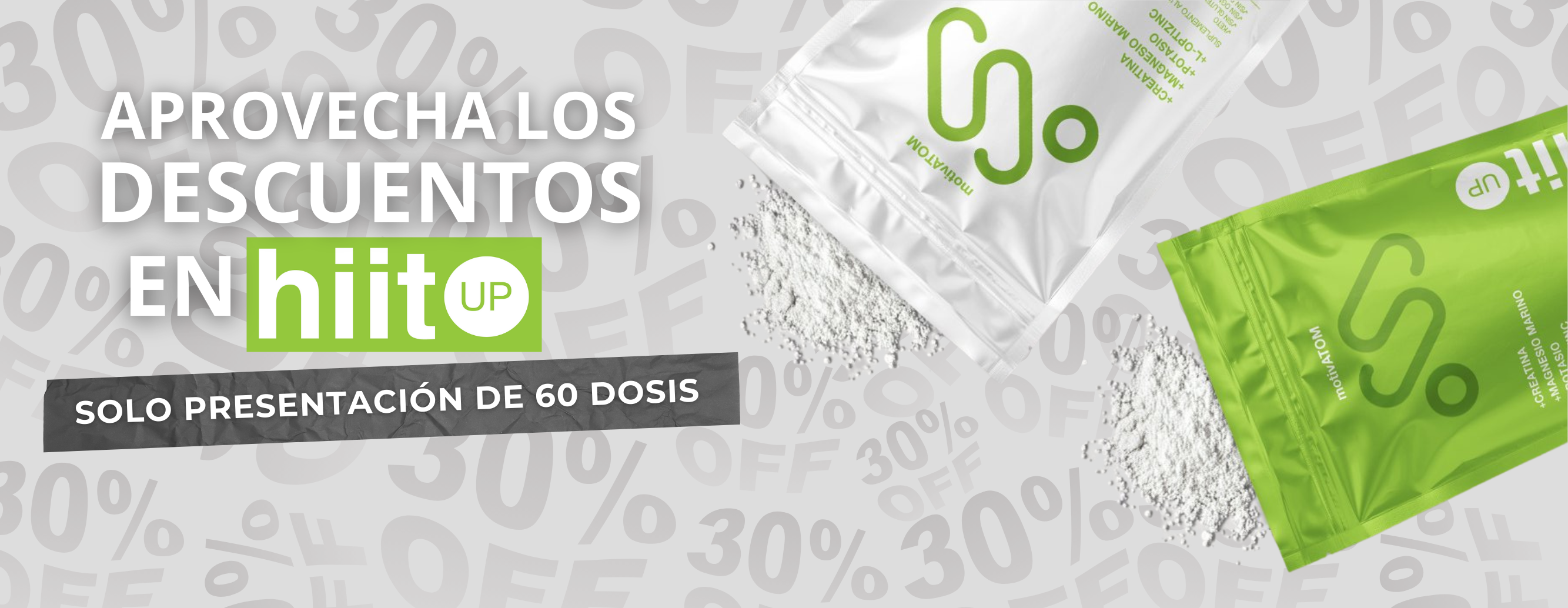 Descuento en hiit UP natural y presentación 60 dosis