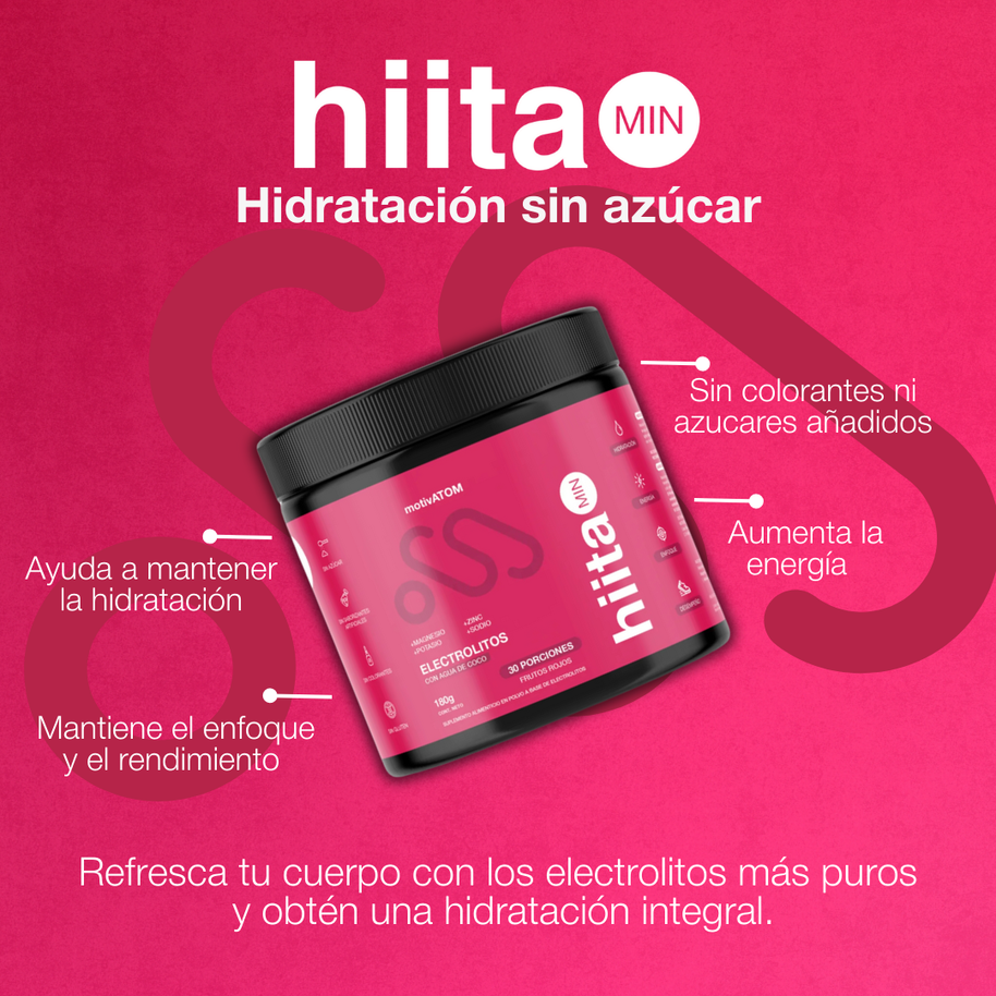 Presentación de hiita min 180g hidratación sin azúcar, electrolitos más puros