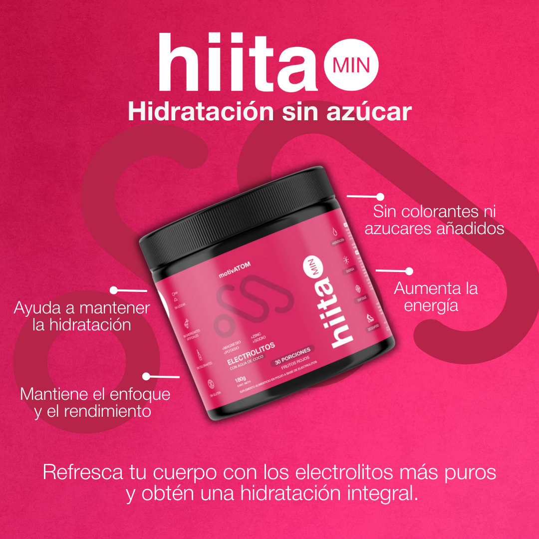 Presentación de hiita min 180g hidratación sin azúcar, electrolitos más puros