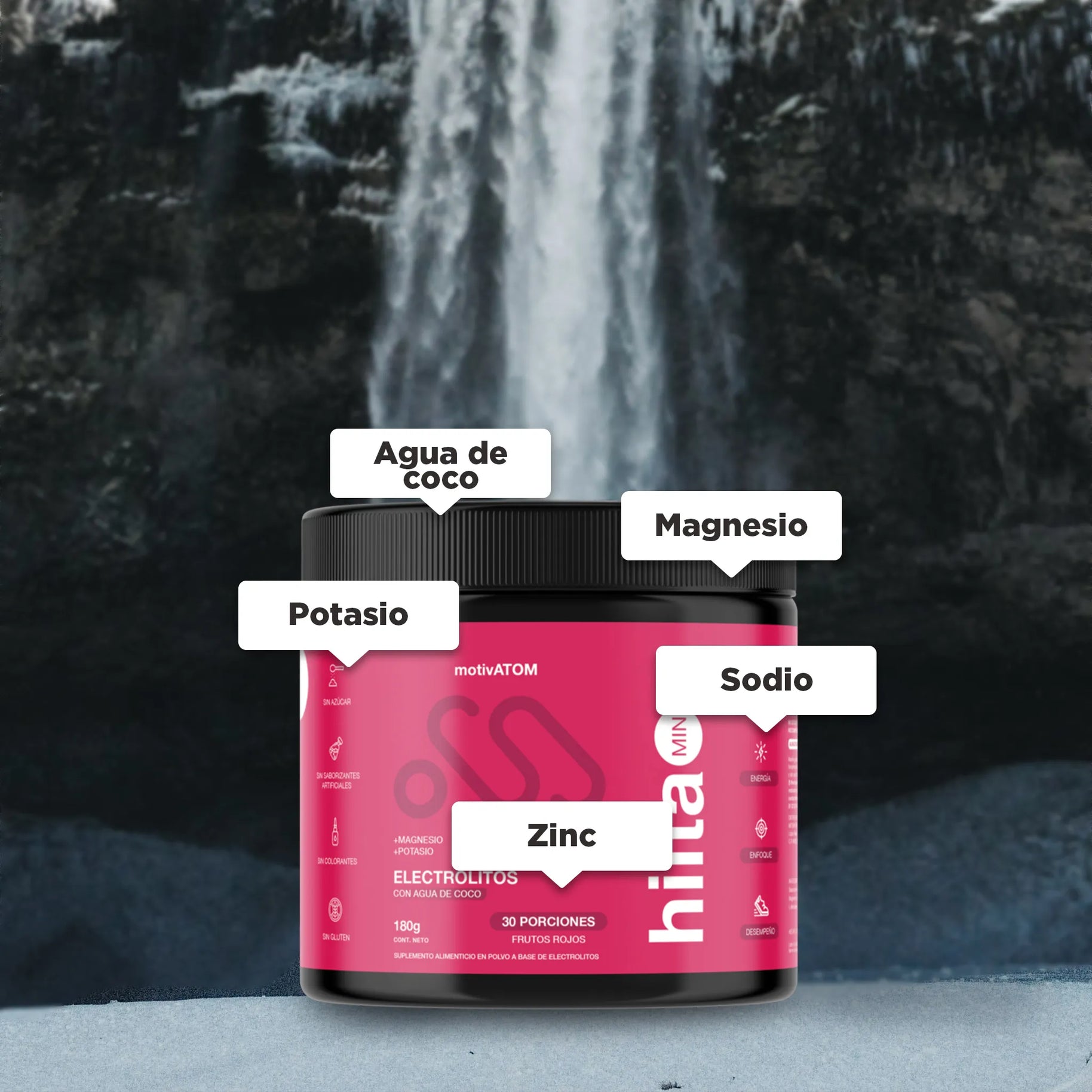 hiitaMIN con agua de coco, magnesio, potasio, zinc y sodio, nuestra fórmula hiitaMIN ofrece una hidratación revitalizante.