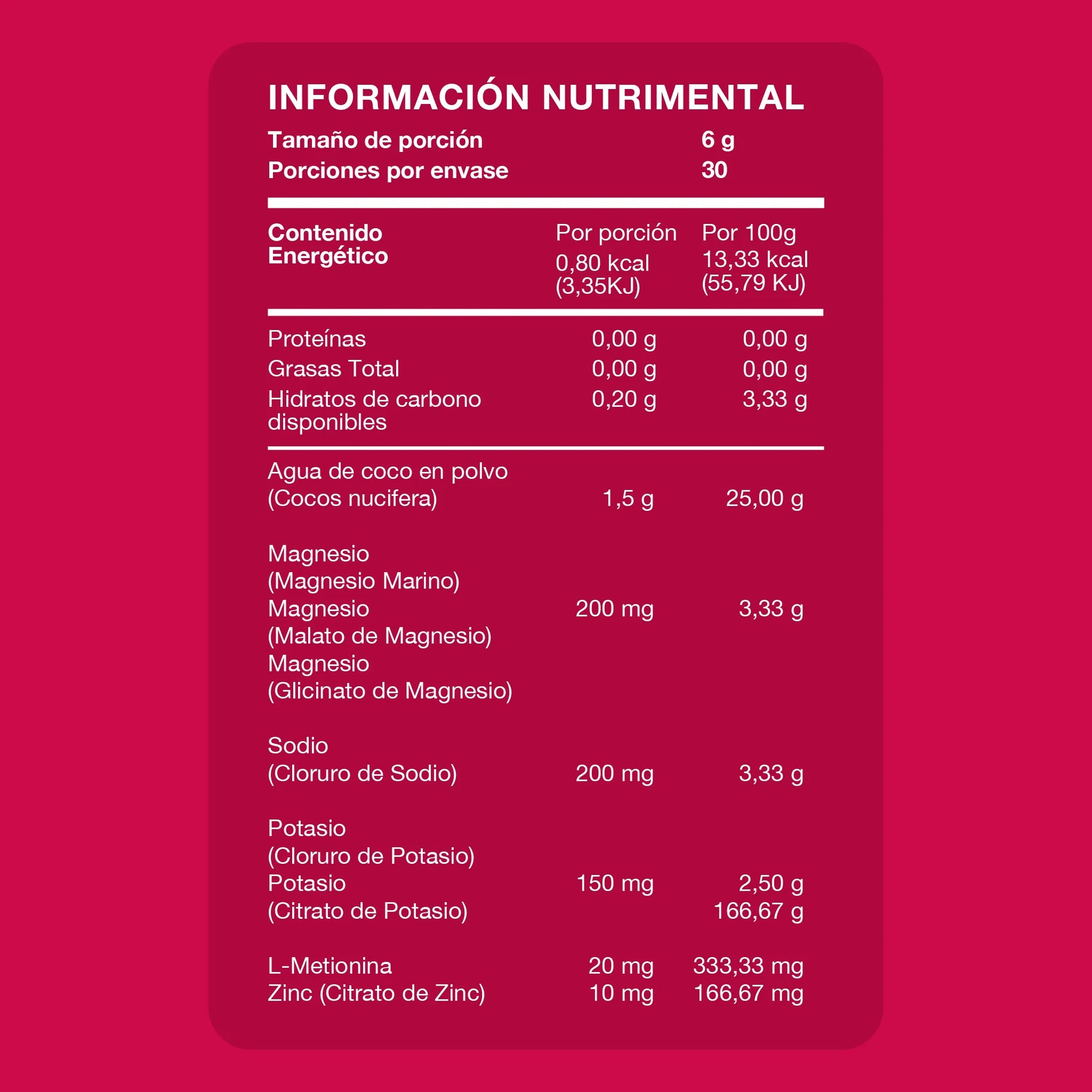 hiitaMIN con agua de coco, magnesio, potasio, zinc y sodio, nuestra fórmula hiitaMIN ofrece una hidratación revitalizante.